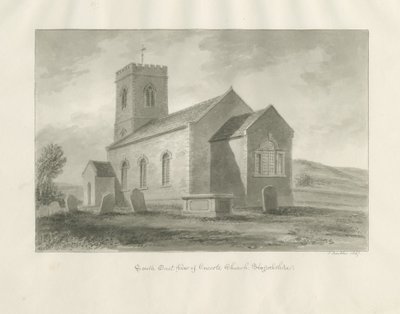 Onecote Kilisesi: sepya yıkama çizimi, 1847 by John Buckler