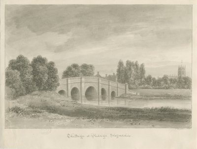 Penkridge Town - [Bull] Köprü: sepya çizimi by John Buckler