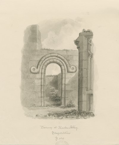 Ranton Manastırı [Priory] - Bir kapının kalıntıları: sepya çizimi by John Buckler