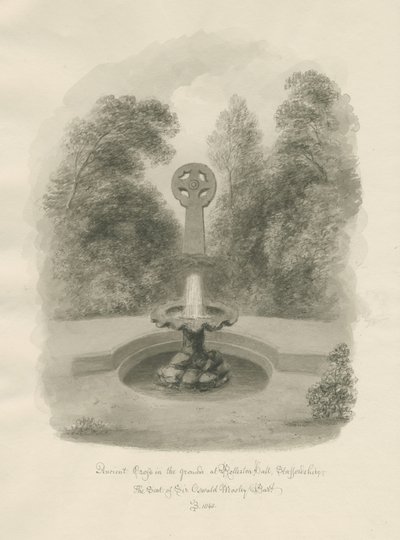 Rolleston Salonu - Antik haç: sepya çizimi, 1848 by John Buckler