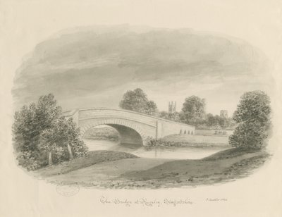Rugeley Kasabası - Köprü: sepya çizimi, 1842 by John Buckler