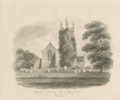 Sandon Kilisesi: sepya çizimi, 1843 by John Buckler
