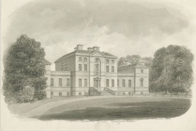Sandon Hall: sepya çizimi (vinyetli) by John Buckler