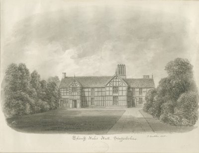 Sheriffhales Hall: sepya çizimi by John Buckler