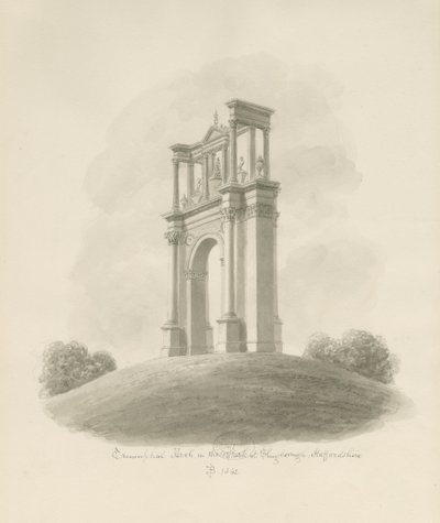 Shugborough - Zafer Takı: sepya çizimi by John Buckler
