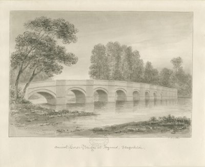 Shugborough Köprüsü: sepya çizimi, ve [?1840s] by John Buckler