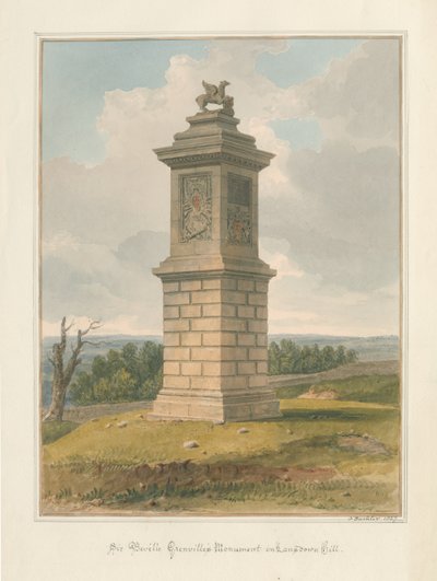 Somerset - Lansdowne Tepesi - Sir Beville Grenville Anıtı, 1827 by John Buckler