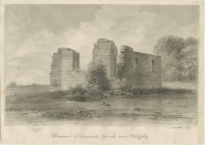Stafford - Creswell Şapeli: sepya çizimi, 1837 by John Buckler