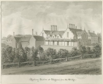 Stafford - Tren İstasyonu: sepya çizimi, 1844 by John Buckler