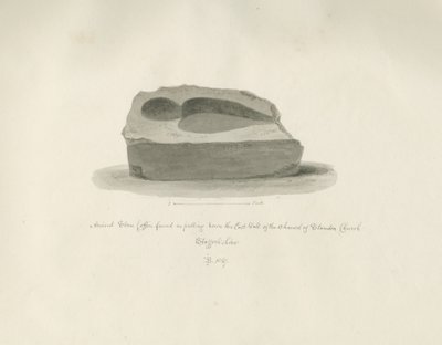 Standon Kilisesi: Antik Taş Tabut: sepya çizimi, 1847 by John Buckler