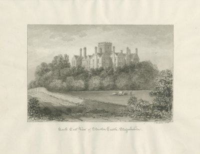 Stourton Kalesi: sepya yıkama çizimi, 1846 by John Buckler