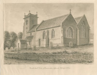 Swynnerton Kilisesi: sepya çizimi, 1841 by John Buckler