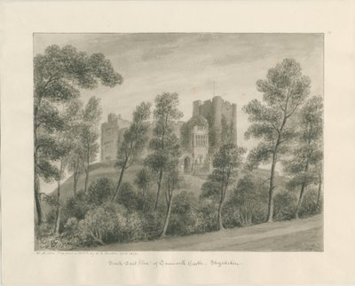 Tamworth Kalesi: sepya çizimi, Nisan 1849 (çizim) by John Buckler