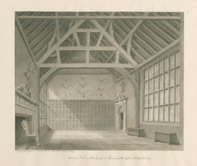 Tamworth Kalesi: sepya çizimi, Nisan 1849 (çizim) by John Buckler