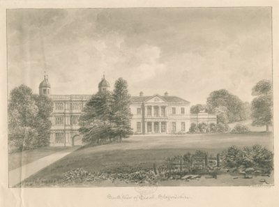 Tixall Hall ve Gatehouse: sepya yıkama çizimi, 1842 by John Buckler