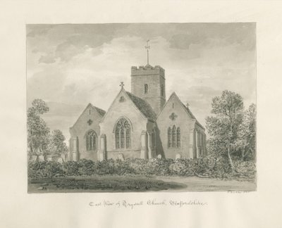 Trysull Kilisesi: sepya yıkama çizimi, 1846 by John Buckler