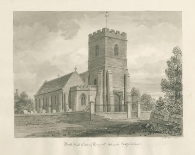 Trysull Kilisesi: sepya yıkama çizimi, 1846 by John Buckler