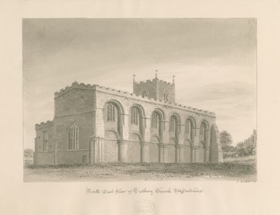 Tutbury Manastırı Kilisesi: sepya yıkama çizimi, 1812 by John Buckler