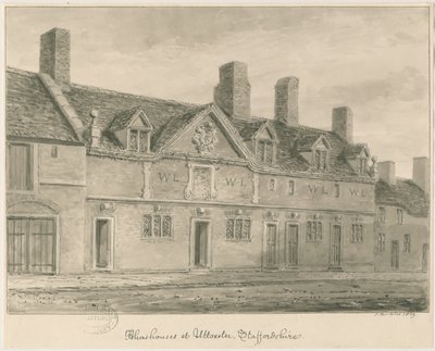 Uttoxeter Kasabası - İmarethaneler: sepya yıkama çizimi, 1839 by John Buckler