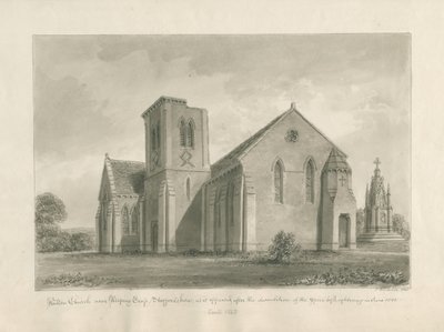 Walton-on-the-Hill Kilisesi: sepya yıkama çizimi, 1844 by John Buckler