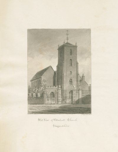 Willenhall Kilisesi: sepya çizimi, 1846 by John Buckler