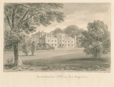 Wolseley Hall: sepya çizimi, 1841 by John Buckler