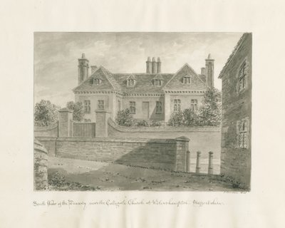 Wolverhampton - Dekanlık Evi: sepya çizimi, 1845 by John Buckler