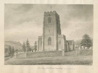 Worcestershire - Clent Kilisesi: sepya çizimi by John Buckler