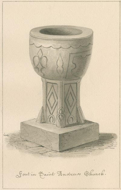 Worcestershire - Droitwich - Aziz Andrew Kilisesi Yazı Tipi, 1833 by John Buckler