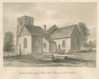 Worcestershire - Droitwich - Aziz Petrus Kilisesi: sepya çizimi, 1833 by John Buckler
