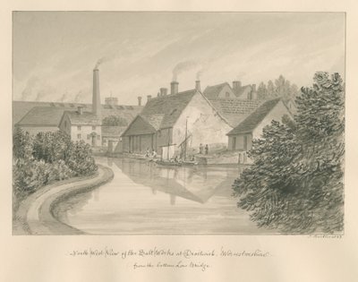 Worcestershire - Droitwich - Tuz İşleri: sepya çizimi, 1833 by John Buckler
