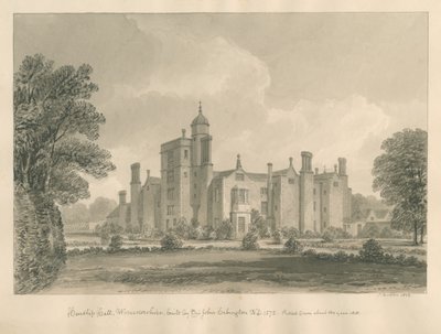 Worcestershire - Hindlip Salonu: sepya çizimi, 1833 by John Buckler