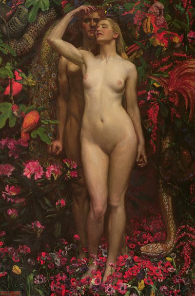 Adem ve Havva yılanla, 1877 by John Byam Liston Shaw