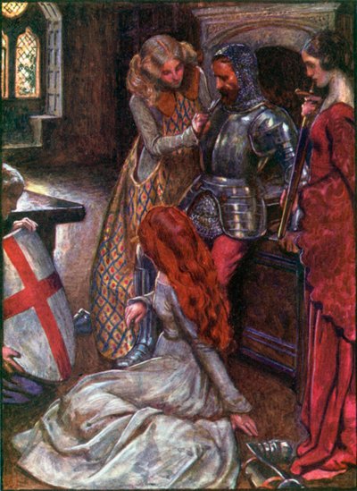 Christian Armed (renkli lito) by John Byam Liston Shaw