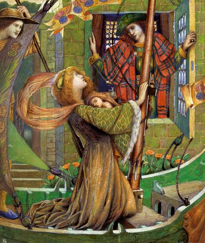 "Aşk Gregor" İngiliz chanson de geste için illüstrasyon. Byam Shaw (1872-1919) (preraphaelite) tarafından yapılmış resim Özel koleksiyon by John Byam Liston Shaw