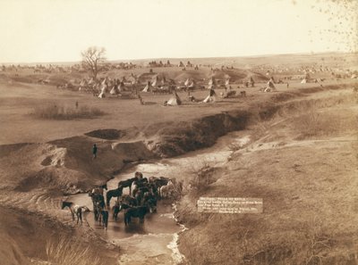 Pine Ridge yakınlarındaki Brule Nehri üzerindeki büyük düşman Kızılderili kampı by John C. H. Grabill