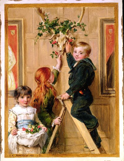 Holly ile dekorasyon, 1881 by John Callcott Horsley