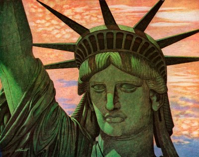 Özgürlük Anıtı'nın Yakın Plan Havadan Görünümü by John Carleton Atherton