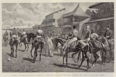 Ascot Yarışları, Başlangıç Noktasına Giden Yolda Kraliyet Kutusunu Geçen Atlar by John Charlton
