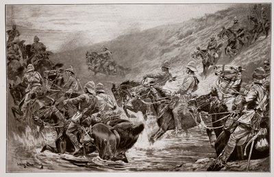 The Dash for Kimberley - 10th Hussars Crossing Klip Drift, G.D. Giles (fl.1890) tarafından yapılan bir çizimden sonra by John Charlton