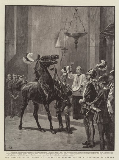 Sienna'da At Yarışı veya Palio, Kilisede Bir Rakibin Kutsaması by John Charlton