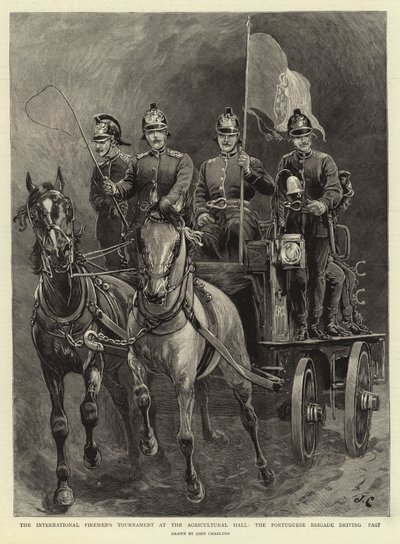 Tarım Salonundaki Uluslararası İtfaiyeciler Turnuvası, Portekiz Tugayı geçiyor by John Charlton