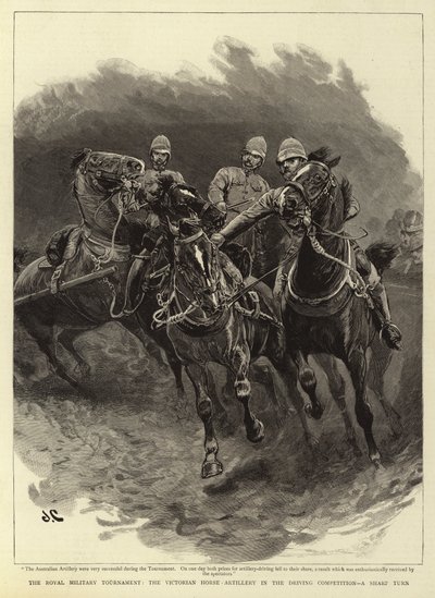 The Royal Military Tournament, the Victorian Horse-Artillery in the Driving Competition, a Sharp Turn  by John Charlton