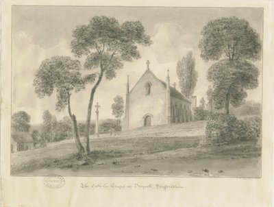 Cresswell - Draycott-in-the-Moors Katolik Şapeli: sepya çizimi, 1841 by John Chessell Buckler