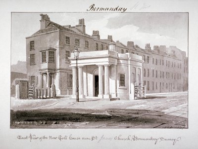 St James Kilisesi yakınlarındaki yeni paralı evin doğu görünümü, Bermondsey, Londra, 1827. by John Chessell Buckler