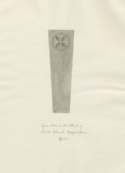 Enville Kilisesi - Mezar taşı: sepya çizimi by John Chessell Buckler