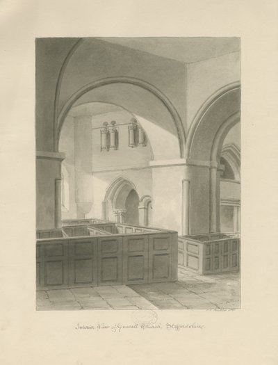 Forton - Aqualate Salonu: gravür, nd [1653-1686] (baskı) by John Chessell Buckler