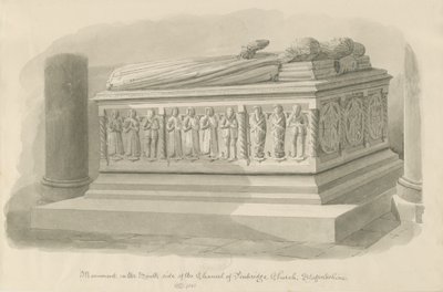 Penkridge Kilisesi - [Edward Littleton] Mezarı: sepya çizimi by John Chessell Buckler