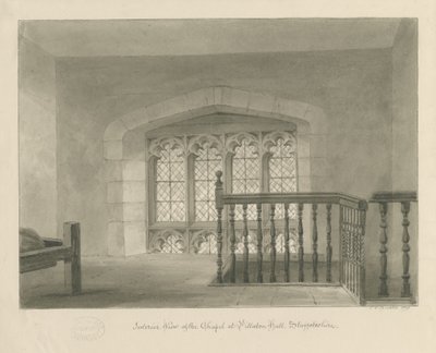 Pillaton Salonu - Şapelin İçi: sepya çizimi, 1841 by John Chessell Buckler