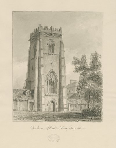 Ranton Abbey [Priory] - Kule: sepya çizimi by John Chessell Buckler